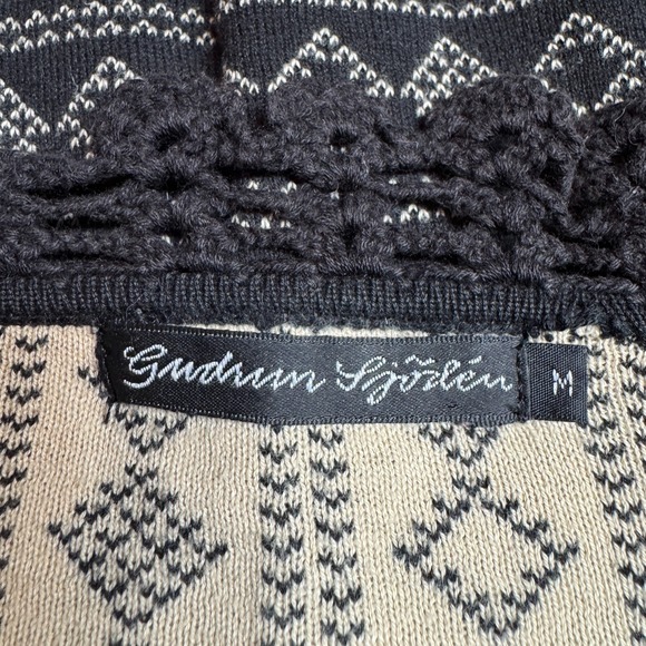 Gudrun Sjoden Cotton Cardigan, Size M, Black, Cream Multicolor Floral Embroidery - Picture 3 of 12